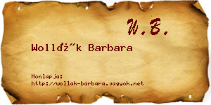Wollák Barbara névjegykártya